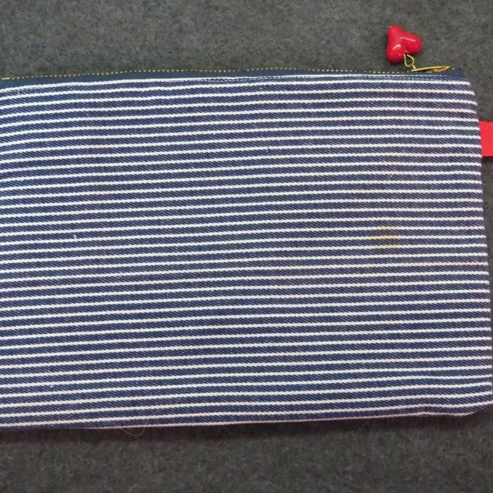Checkered Ribbon Zippered Tote Makeup Bag Toiletries Kit NEW